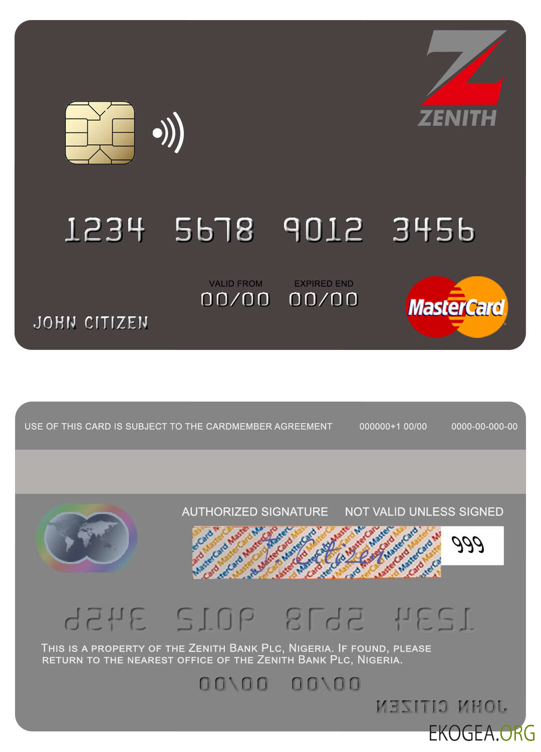 Carte master du Nigeria Zenith Bank Plc